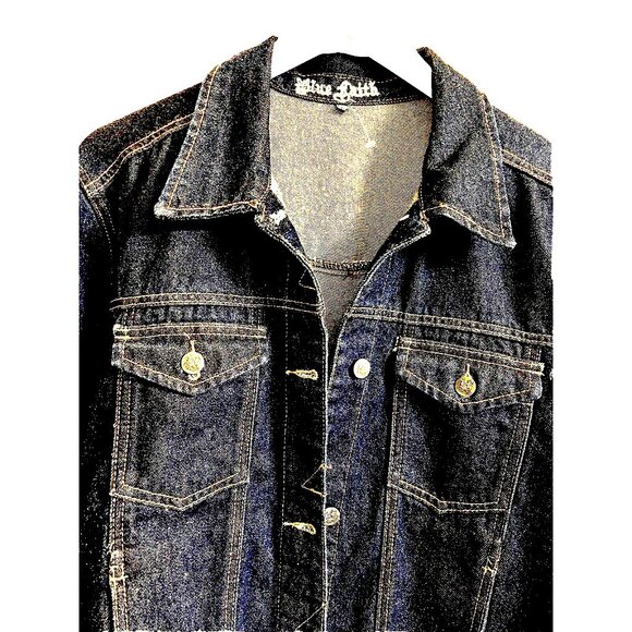 Blue Faith Women Plus Size 2X Button Crop Cotton Denim Blue Jean Jacket Pockets - Picture 2 of 13